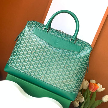 CISALPIN DOCUMENT CASE 39 IN GREEN GOYARDINE CANVAS AND CALFSKIN Luxe Carry