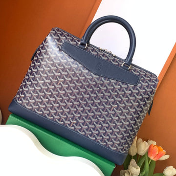 CISALPIN DOCUMENT CASE 39 IN NAVY BLUE GOYARDINE CANVAS AND CALFSKIN by Luxe Carry