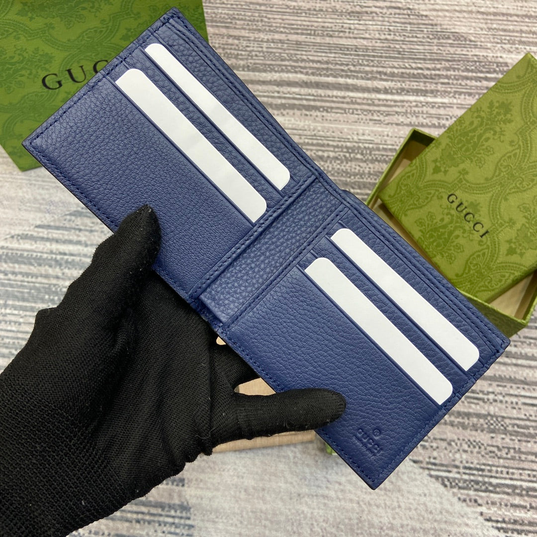 BIFOLD WALLET 11 IN CLASSIC BLUE CALFSKIN Luxe Carry Bags
