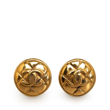 Top Quality Chanel   Matlasse Round Clip On Earrings Gold Plated Women's