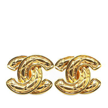 Top Quality Chanel Matelasse Coco Mark Earrings Gold Plated