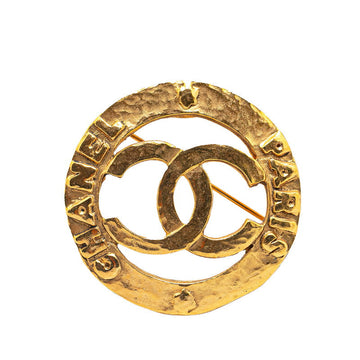 Top Quality Chanel   Round Coco Mark Brooch Gold Plated