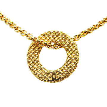 Top Quality Chanel   Coco Mark Chain Circle Pendant Necklace Gold Plated