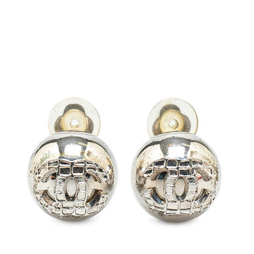 Top Quality Chanel Coco Mark Ball Earrings Silver Metal