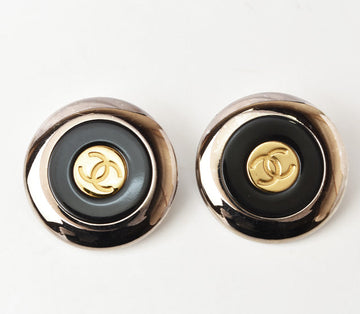 Top Quality Chanel   Earrings Coco Mark Circle Gold/Black/Silver