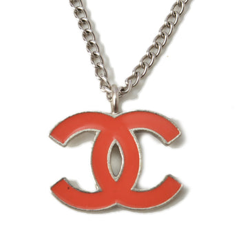 Top Quality Chanel Necklace/Pendant Coco Mark/CC Coral Orange/Silver