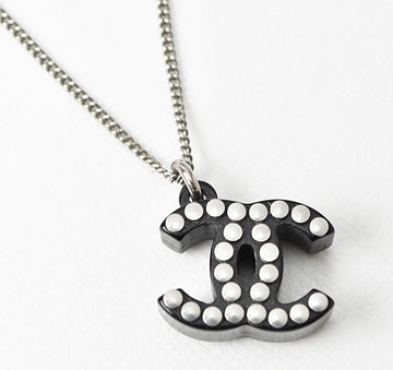 Top Quality Chanel Necklace/Pendant, Metal, Plastic, Black/Silver