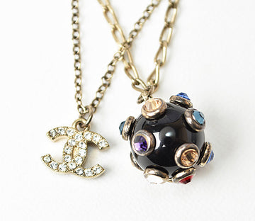 Top Quality Chanel Necklace/Pendant/Bracelet Coco Mark Rhinestone Multicolor/Gold