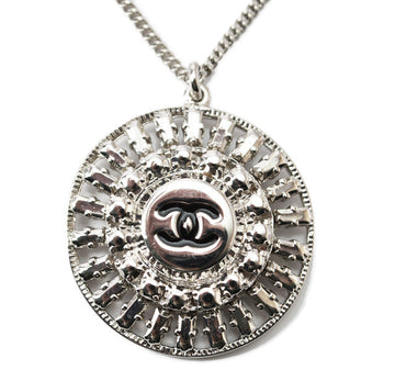 Top Quality Chanel Metal Necklace Pendant Chain Circle Motif CC Silver