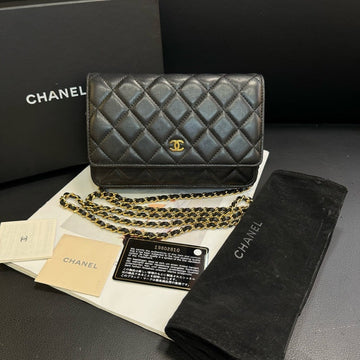Top Quality Chanel Woc Black Lambskin Quilted Wallet On Chain 19x12.5x5cm
