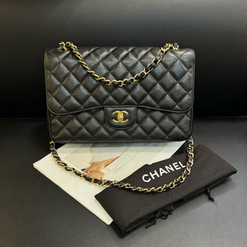 Top Quality Chanel CF Jumbo Black Caviar Quilted Flap Bag 30x21x9cm