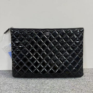 Top Quality Chanel Quilted Patent Black Clutch