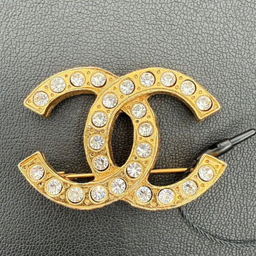 Top Quality Chanel   Gold Rhinestone Brooch