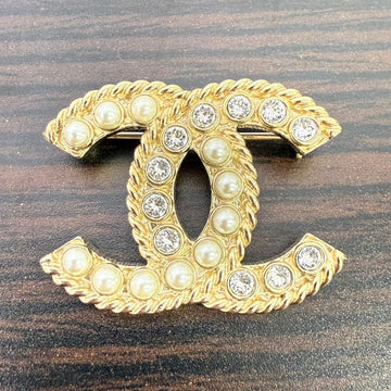 Top Quality Chanel Gold Rhinestone Pearl Brooch