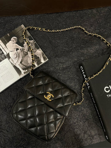 Top Quality Chanel Pineapple Black Gold Crossbody Bag