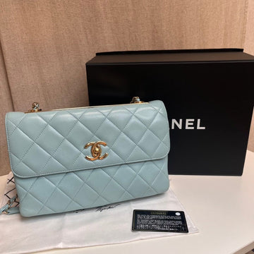 Top Quality Chanel Trendy CC Hobo Bag Light Blue Leather