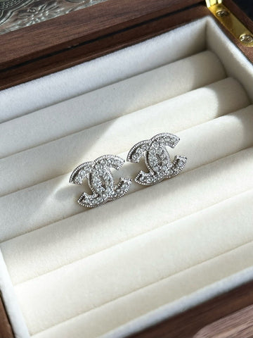 Top Quality Chanel  Earrings 5C Silver Crystal
