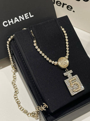 Top Quality Chanel 21S No5 Bottle Necklace Gold Pendant Jewelry #13579