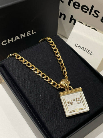 New Top Quality Chanel 21S Double Sided No.5 Necklace Gold Pendant