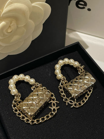 Top Quality Chanel 21s CF Gold Pearl Earrings