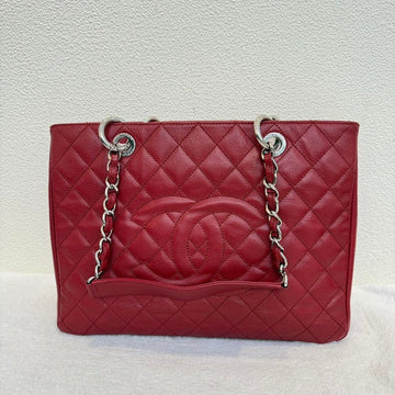 Top Quality Chanel Grand Shopping Tote Red Quilted Leather Shoulder Bag