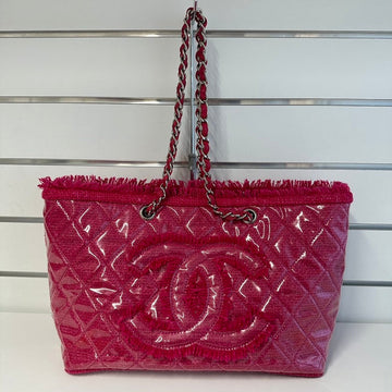 Top Quality Chanel Deauville Tote Bag in Pink Quilted Tweed