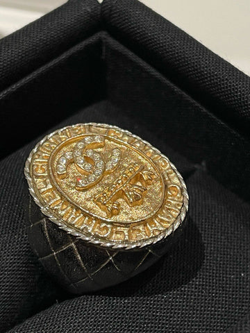 Top Quality Chanel 21A Crown CC Ring Gold Diamond Ring