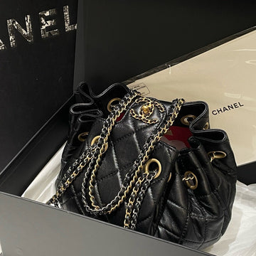Un  Top Quality Chanel 22c Bucket Bag Black Leather Designer Handbag