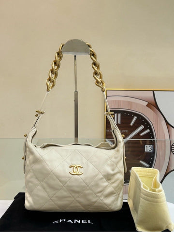Top Quality Chanel Beige Quailted Shoulder Bag - Iconic Style with Classic Chain Straps