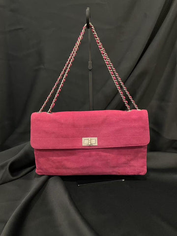 Top Quality Chanel 2.55 Rose Red Chamois Bag Double Chain Leather 3ways