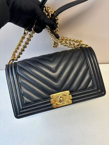 Top Quality Chanel Boy Bag Black Leather Shoulder Bag