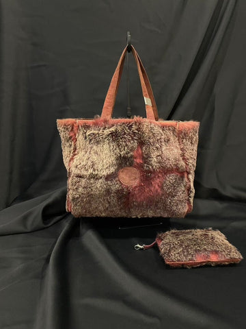 Top Quality Chanel Plush Tote Bag with Card and Purse - Faux Fur Brown Tote