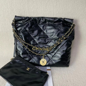 Top Quality Chanel 22 Bag Black Leather Shoulder Bag 5020718