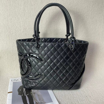 Top Quality Chanel Cambon Tote Bag Black Leather Shoulder Bag 5020712