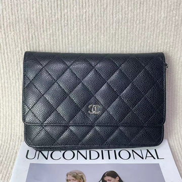 Top Quality Chanel  WOC Wallet On Chain Black Leather Clutch 5020705