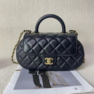 Top Quality Chanel Handle Bag 5020702 Black Quilted Leather Top Handle Bag