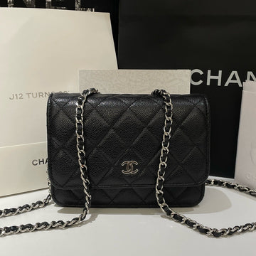 Top Quality Chanel Wallet On Chain Caviar Leather Black Crossbody Bag