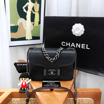 Top Quality Chanel   Flap Black Leather Shoulder Bag