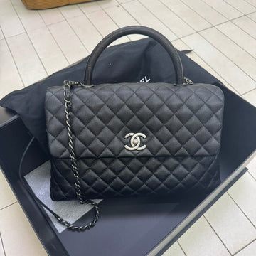 Top Quality Chanel Coco Handle Two-ways Bag Black Leather Satchel/Top Handle Bag