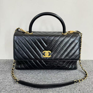 Top Quality Chanel Coco Handle Bag Black Leather Satchel/Top Handle Bag