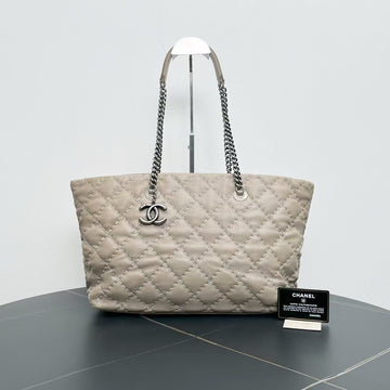Top Quality Chanel Quilted Beige Leather Tote Bag
