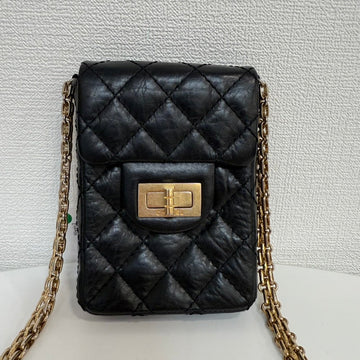 Top Quality Chanel 2.55 Calfskin Mini Chain Bag Black Crossbody FM0045