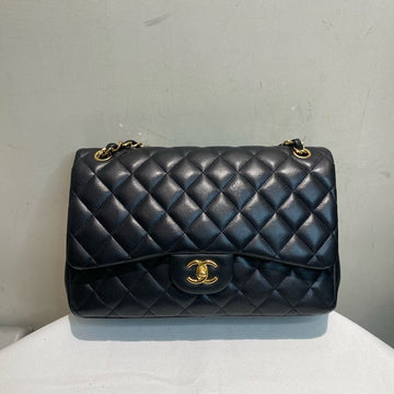 Top Quality Chanel Black Jumbo Double Flap Shoulder Bag with Card