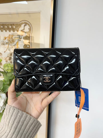 Top Quality Chanel Patent Leather Wallet #4D in Black