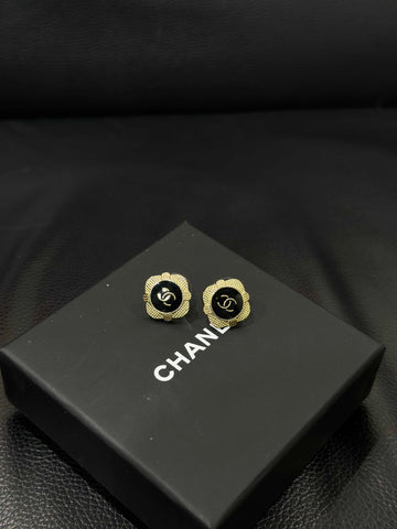 Top Quality Chanel Gold Black Statement Earrings