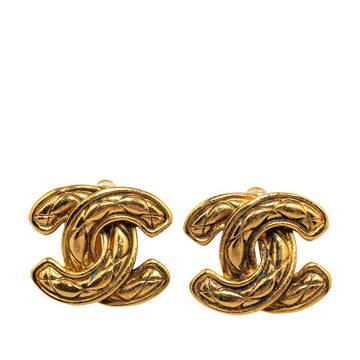 Top Quality Chanel Coco Mark Mini Matelasse Clip-On Earrings Gold