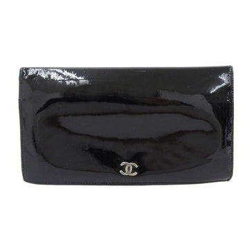 Top Quality Chanel Black Patent Leather Bifold Long Wallet
