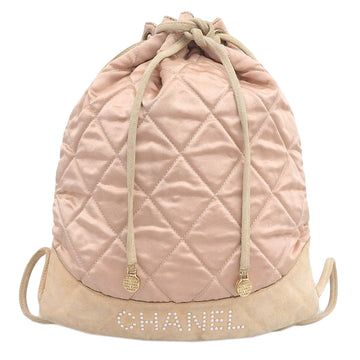 Top Quality Chanel Satin Logo Backpack Pink Beige