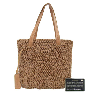 Top Quality Chanel Leather Woven Handbag Camel Rare