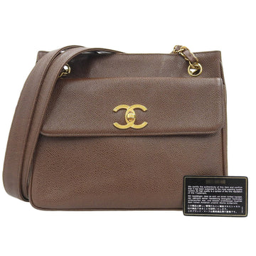 Top Quality Chanel Caviar Chain Shoulder Bag   Brown